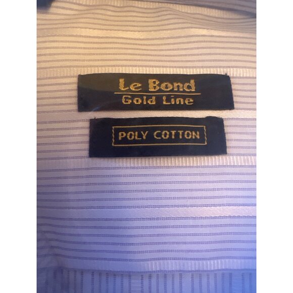 Le Bond Gold Line  Polycotton Dress Shirt 17" Collar 22.25" Sleeve Blue Stripe - Picture 3 of 6
